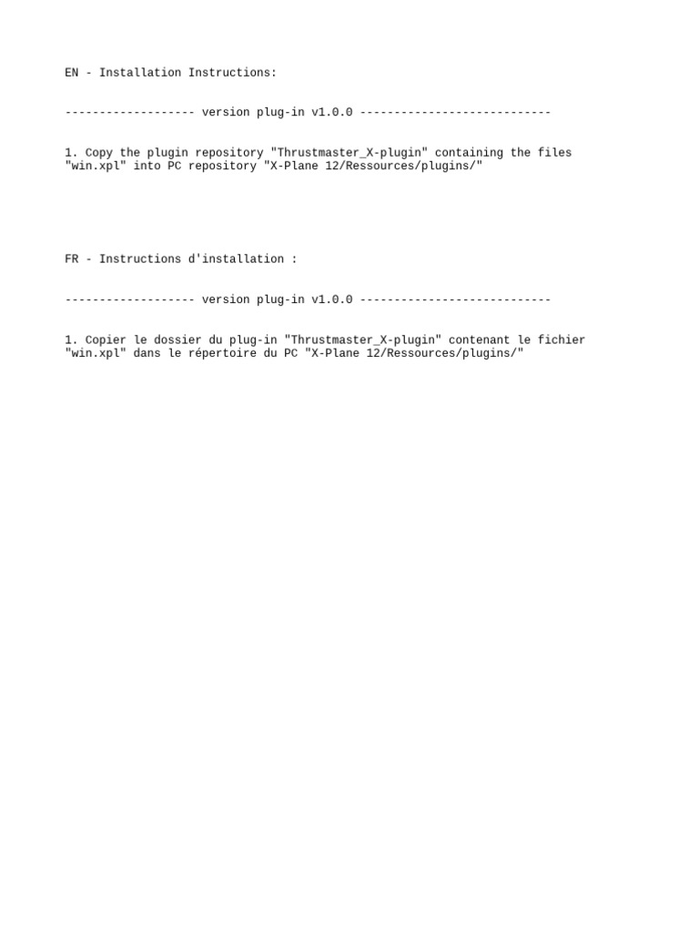 Thrustmaster X-Plugin Installation Guide | PDF