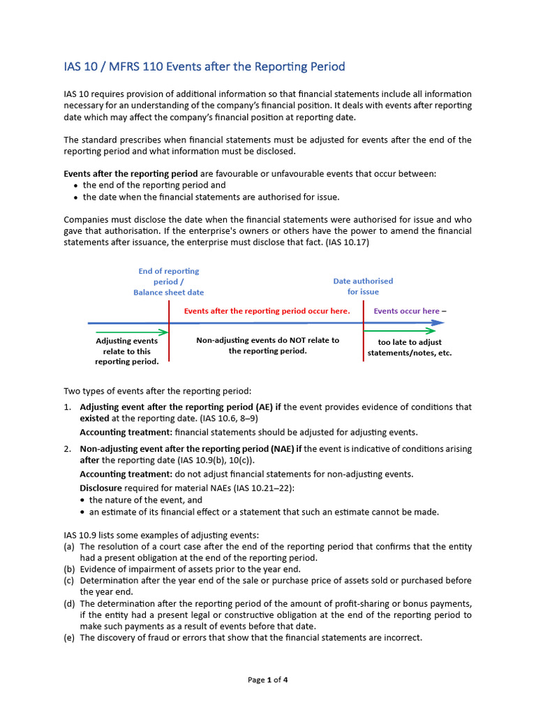 IAS 10: Events After Reporting Period | PDF | Going Concern | Private Law