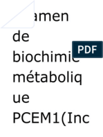 Examen de biochimie métabolique PCEM1