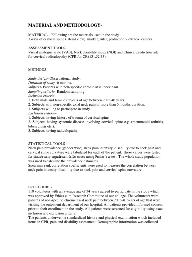 Material and Methodology | PDF | Vertebral Column | Vertebra