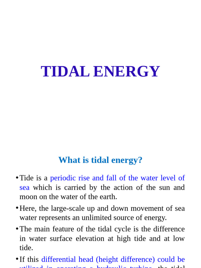 Single Ebb Cycle Tidal Energy System | PDF | Tide | Moon