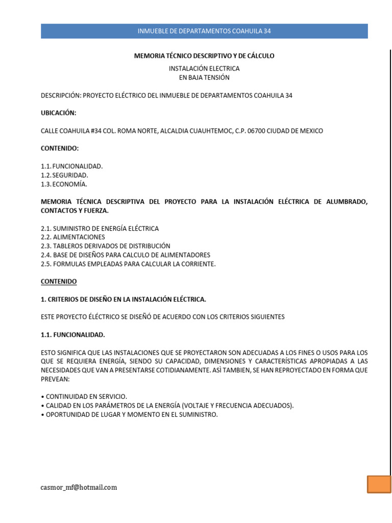 Memoria Tec - Descritiva - CO34 (Real. 02.06.2025) | PDF | Corriente ...