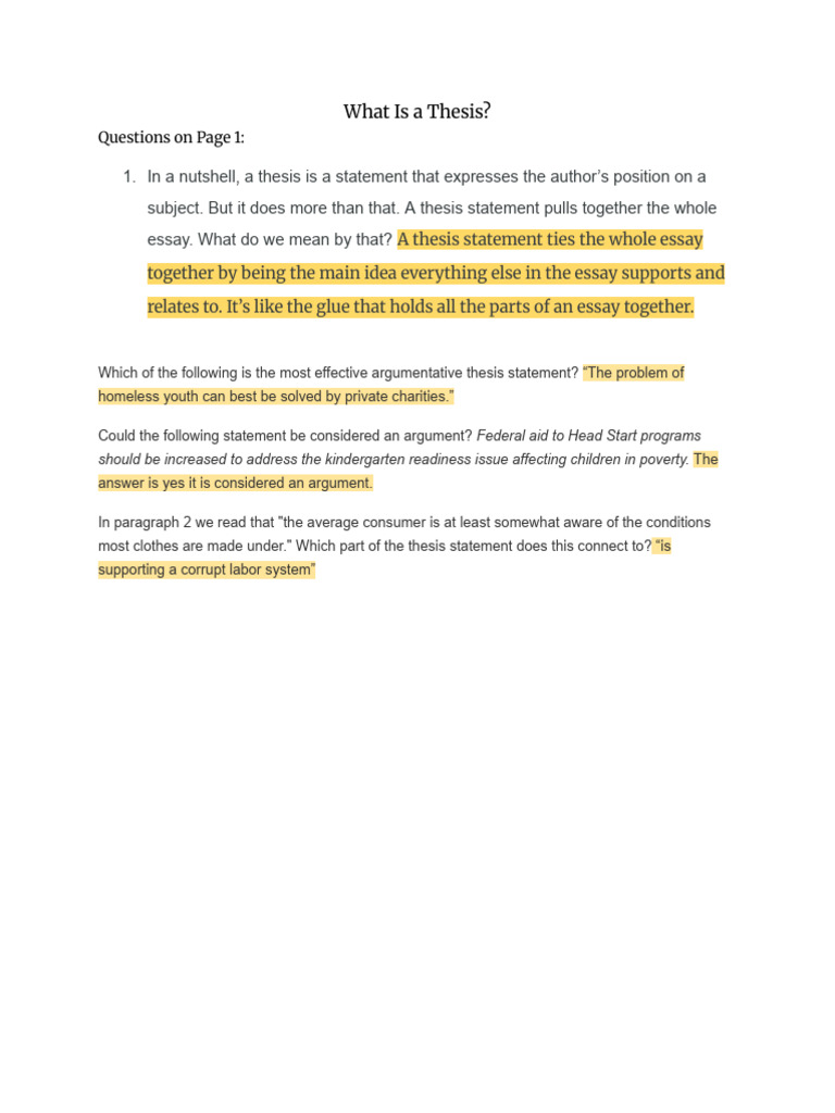 What Is A Thesis | PDF