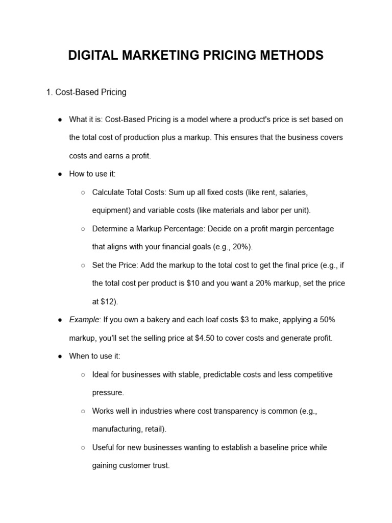Digital Marketing Pricing Strategies | PDF | Pricing | Brand