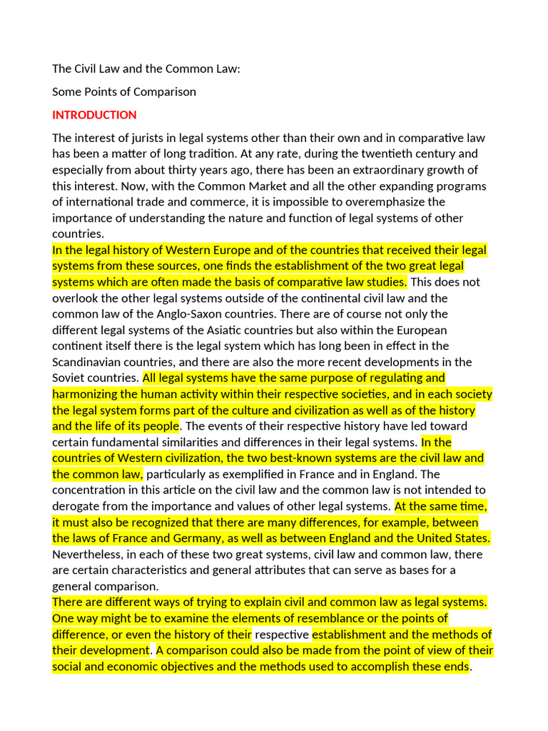 Comparing Civil Law and Common Law | PDF | Common Law | Precedent