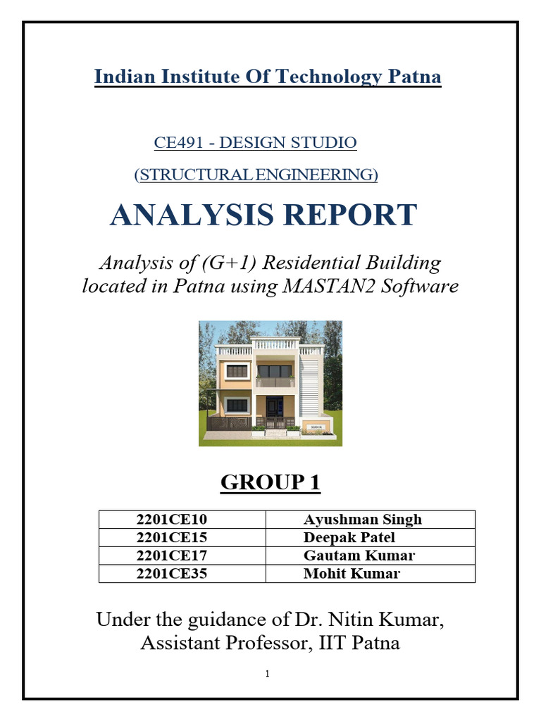 G+1 Residential Building Analysis Patna | PDF | Bending | Beam (Structure)