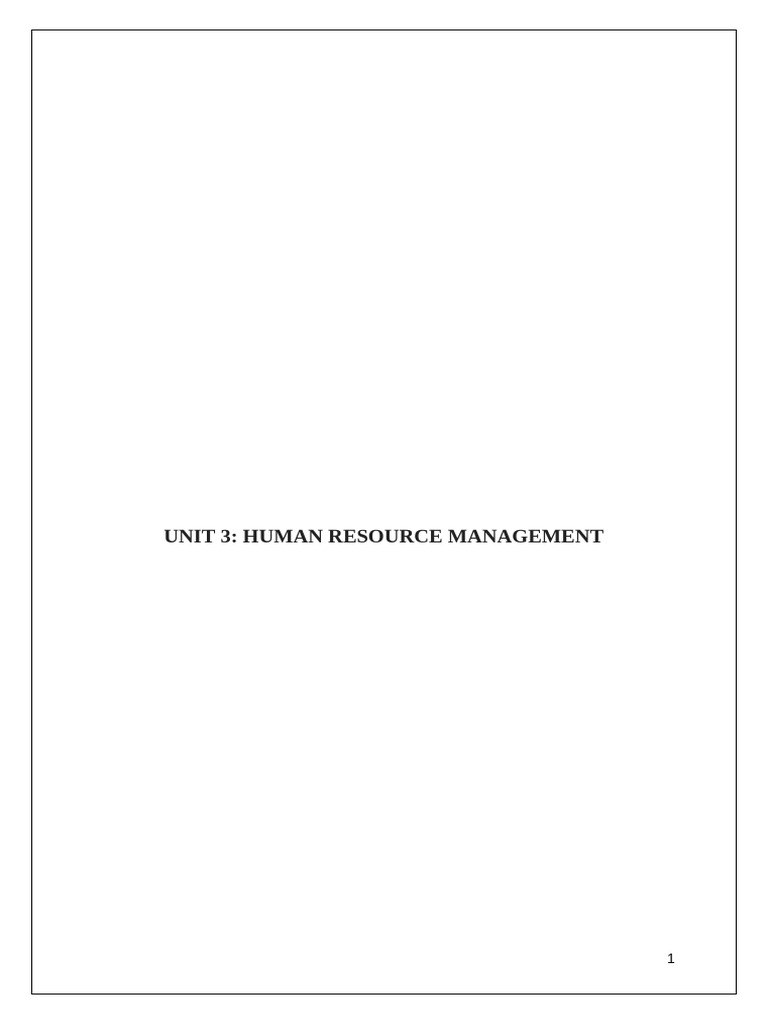 Unit 3: Human Resource Management | PDF | Human Resource Management ...