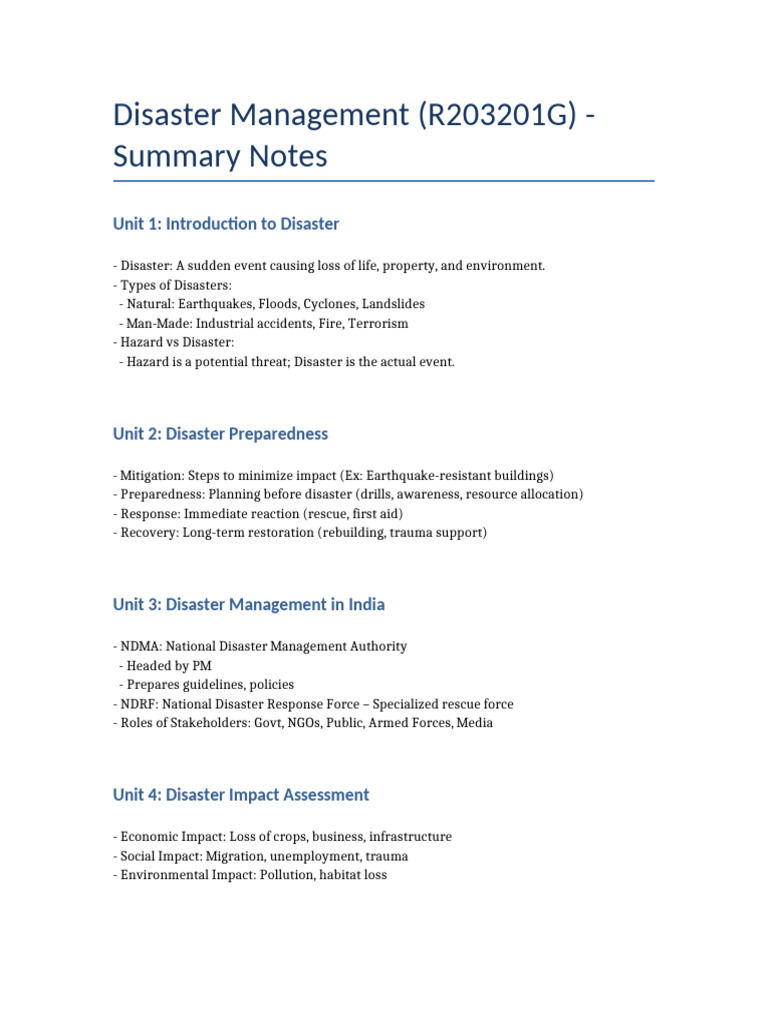 Disaster Management Overview and Strategies | PDF