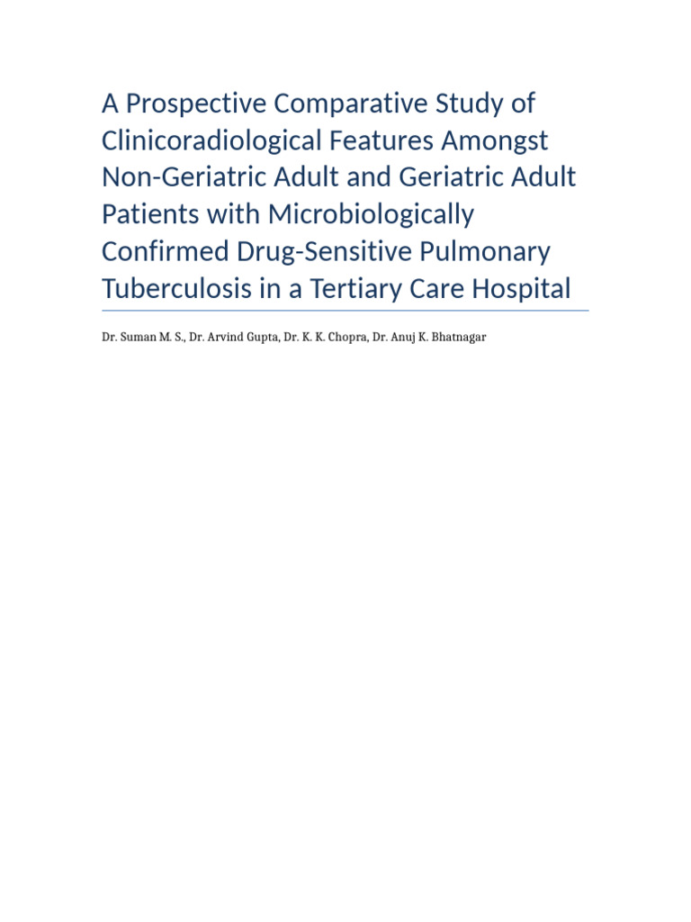 Geriatric vs Non-Geriatric TB Study | PDF | Tuberculosis | Geriatrics