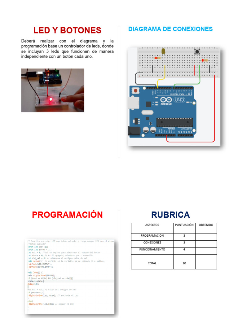 Controlador de LEDs con Botones | PDF