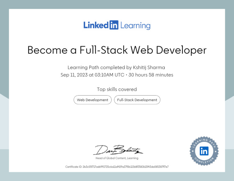 CertificateOfCompletion - Become A FullStack Web Developer | PDF