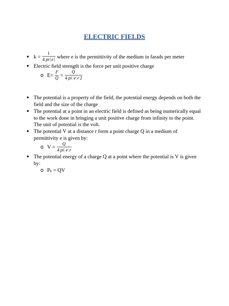Understanding Electric Fields and Potential | PDF