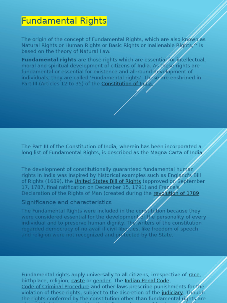 Overview of Fundamental Rights in India | PDF | Government | Human Rights