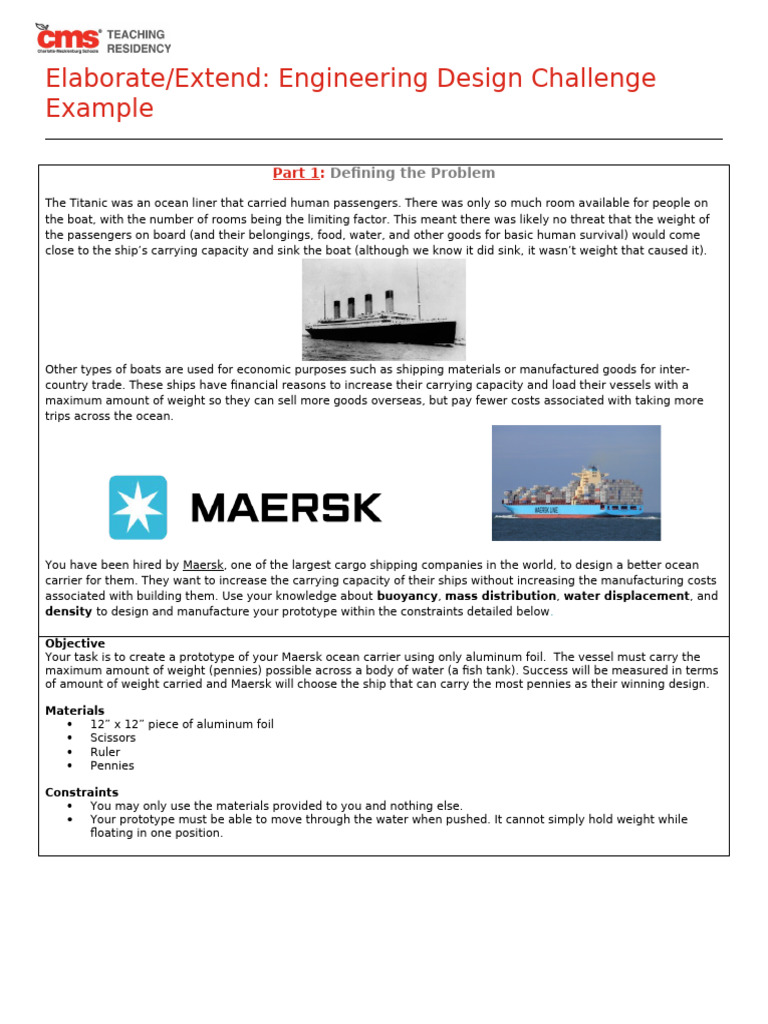 Ocean Carrier Design Challenge Guide | PDF | Ships | Weight