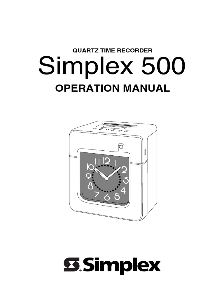Simplex 500 Time Recorder Manual | PDF | Screw | Daylight Saving Time
