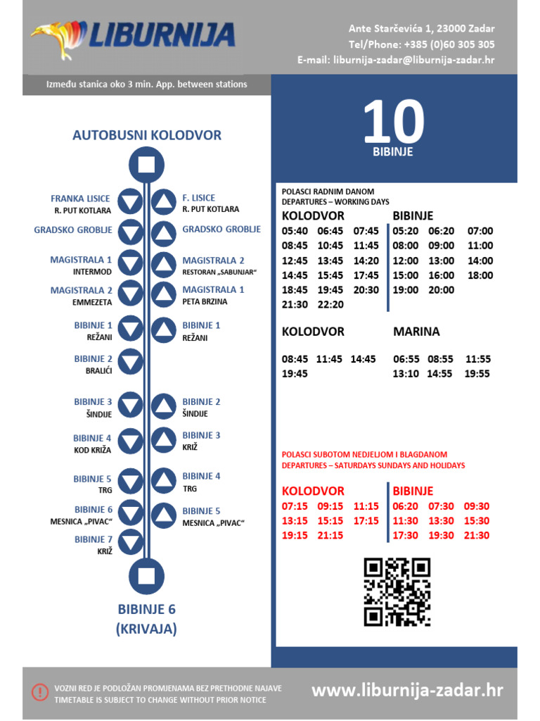 Zadar Bus Timetable and Departures | PDF