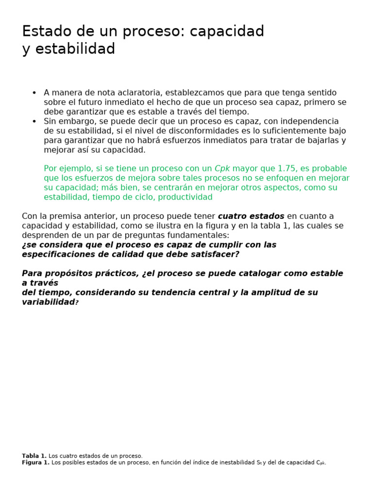 Capacidad y Estabilidad de Procesos | PDF | Cantidades fisicas ...