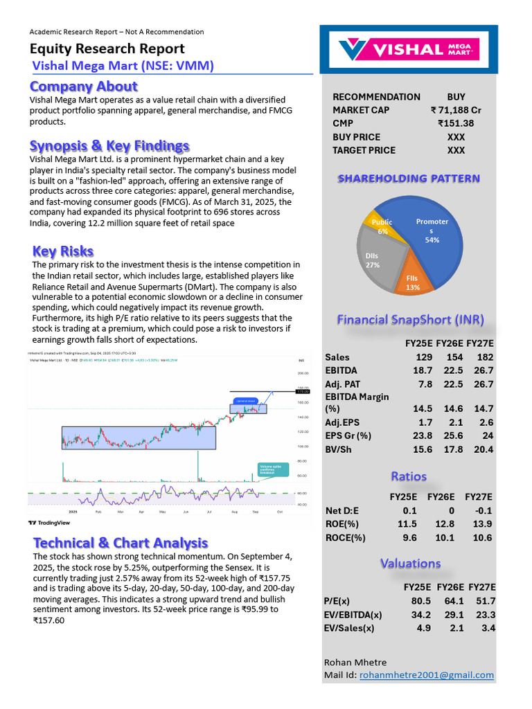 Vishal Mega Mart Report | PDF | Retail | Financial Economics