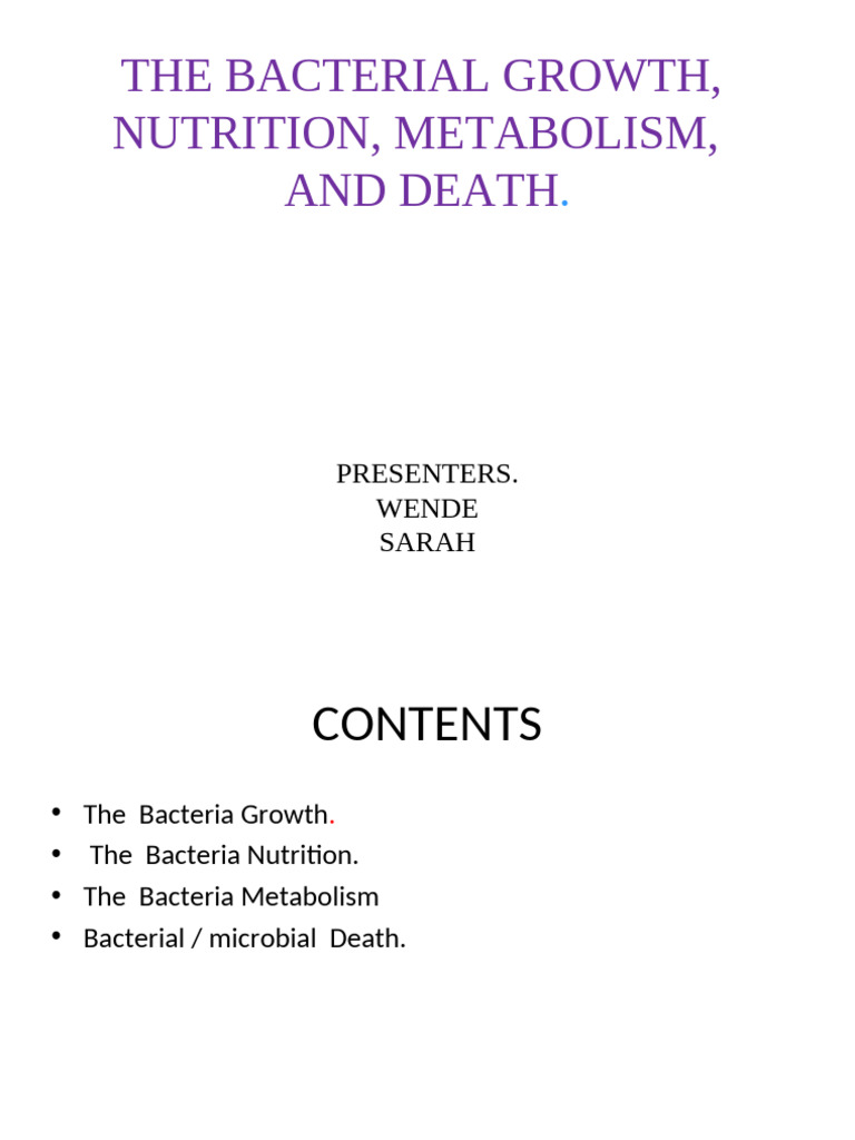 Bacterial Growth and Metabolism Overview | PDF | Cellular Respiration ...