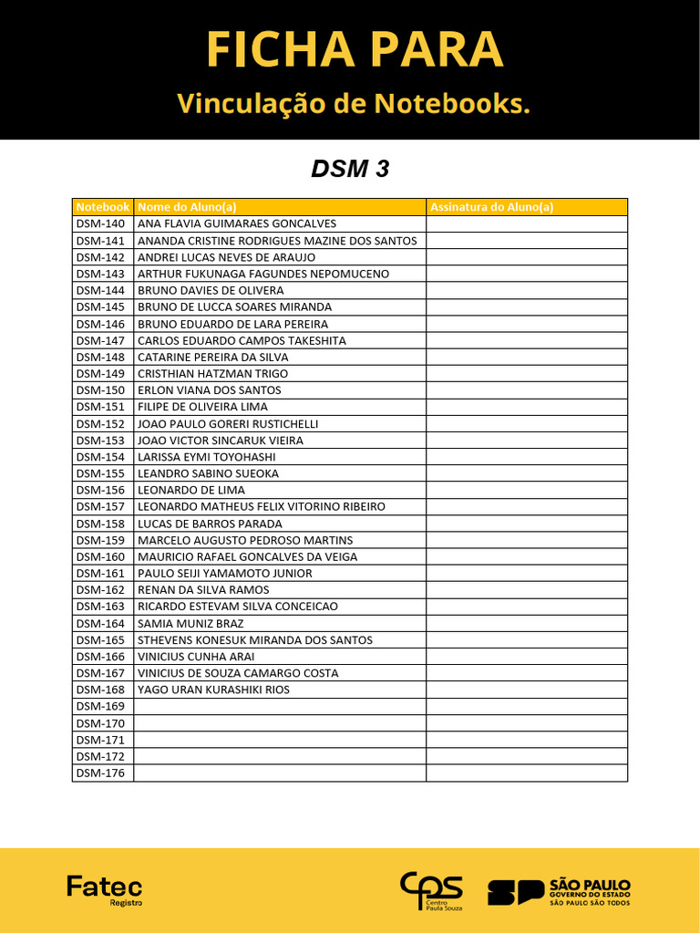 Lista de Alunos DSM 3 | PDF