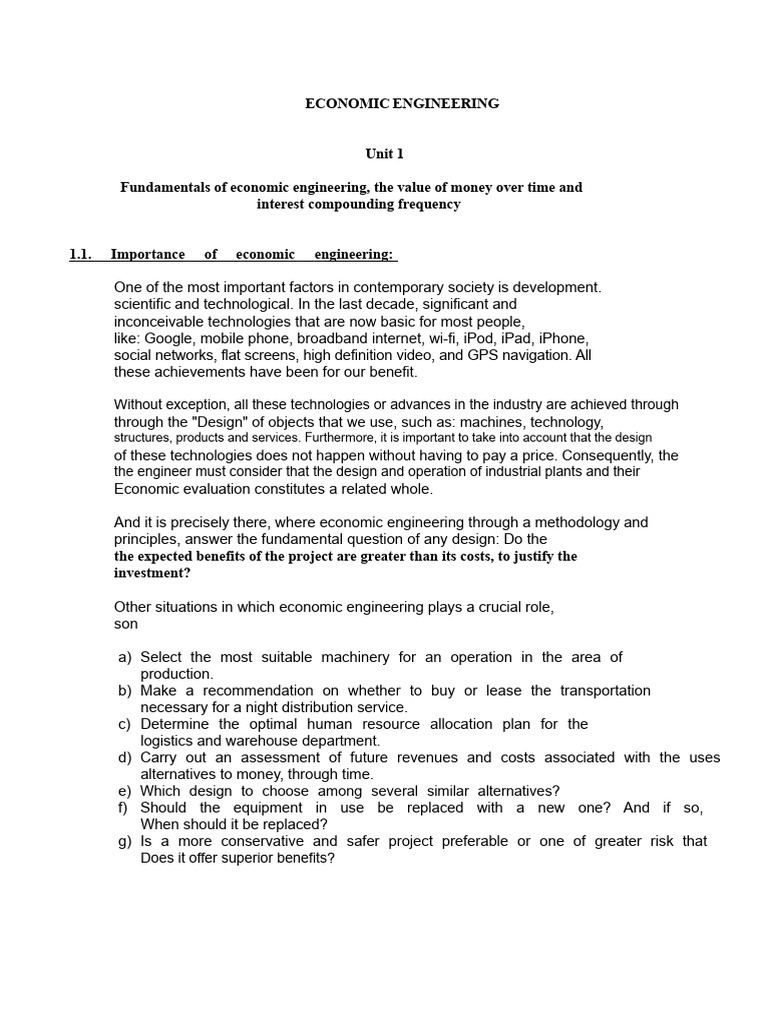 Fundamentals of Economic Engineering | PDF | Interest | Present Value