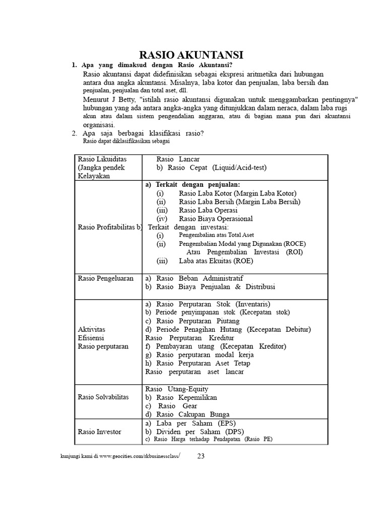 Panduan Lengkap Rasio Akuntansi | PDF