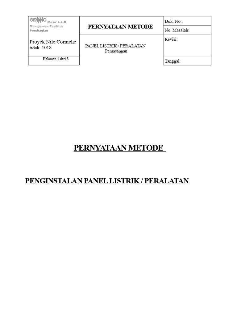 Metode Instalasi Panel Listrik Nile Corniche | PDF