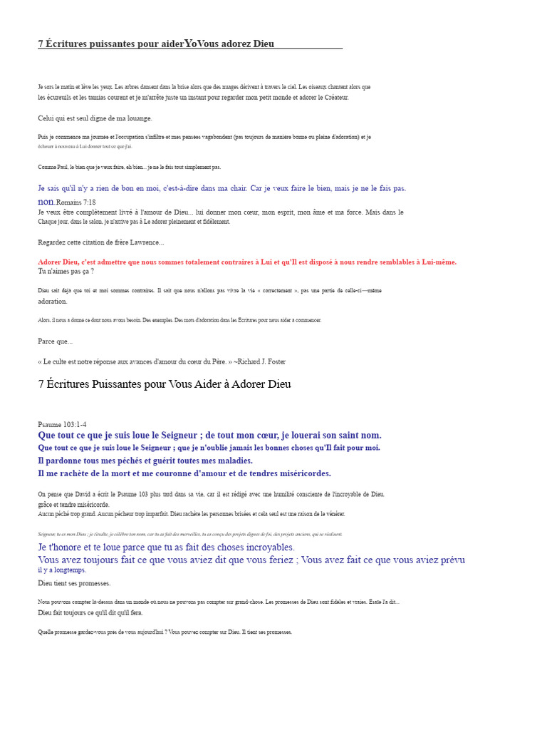 7 Psaumes pour Adorer Dieu | PDF | Dieu | Psaumes