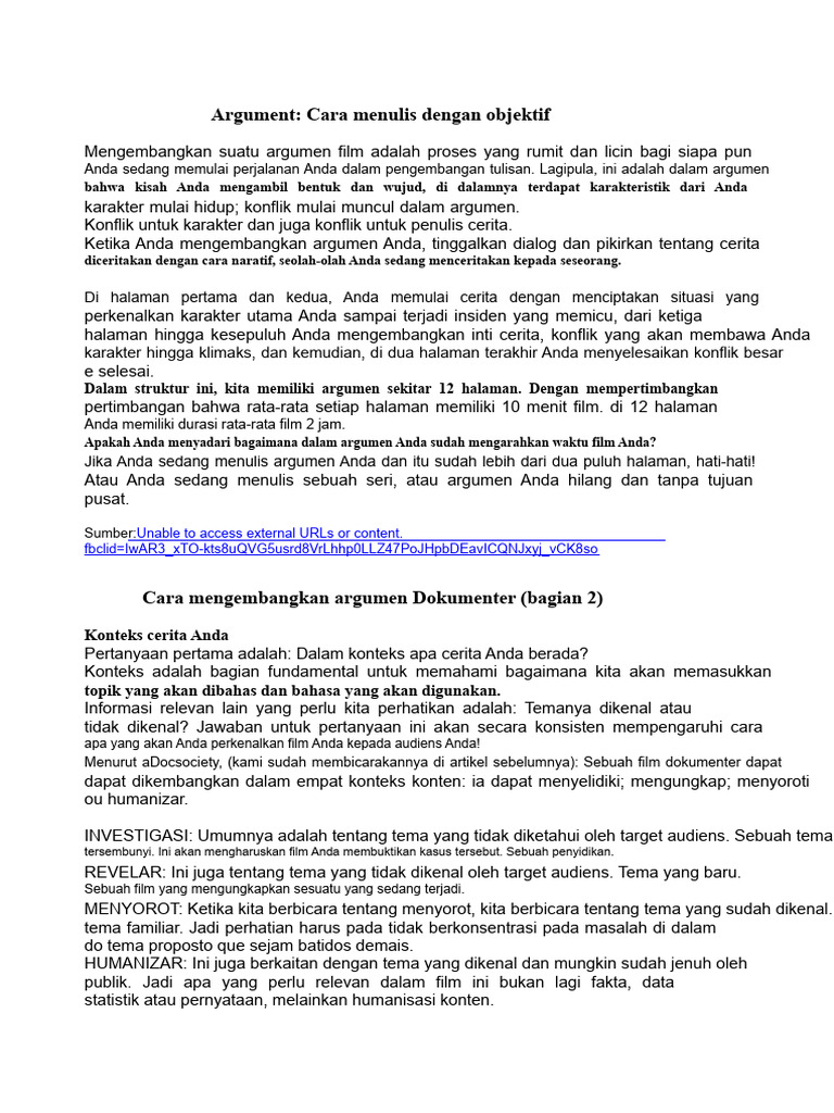 Teknik Menulis Argumen Film Objektif | PDF