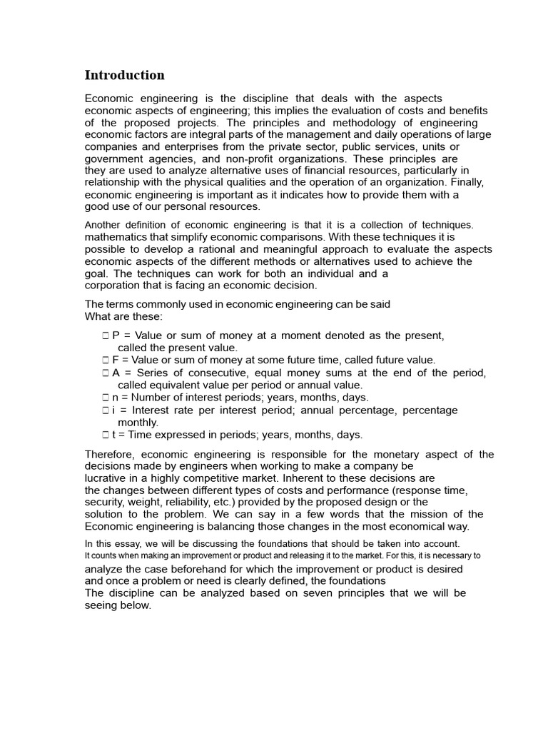 Principles of Economic Engineering | PDF | Cost–Benefit Analysis ...