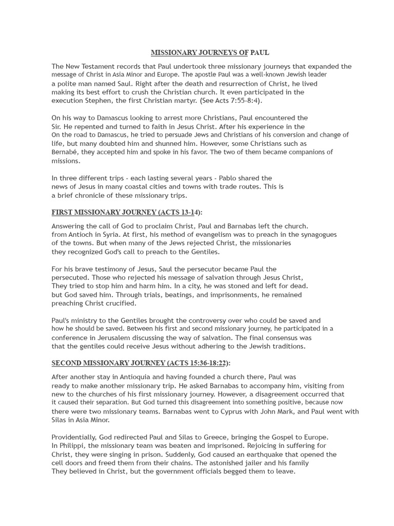 Paul's Three Missionary Journeys | PDF | Paul The Apostle | Acts Of The ...