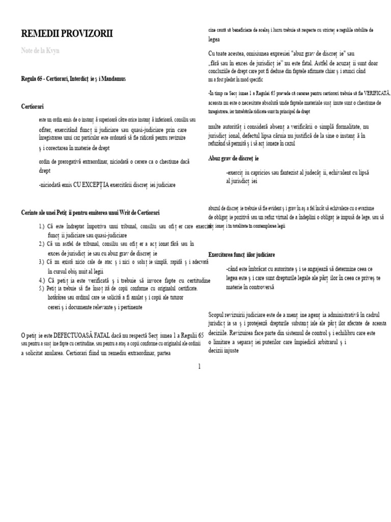 Regula 65 Note de Kvyn | PDF
