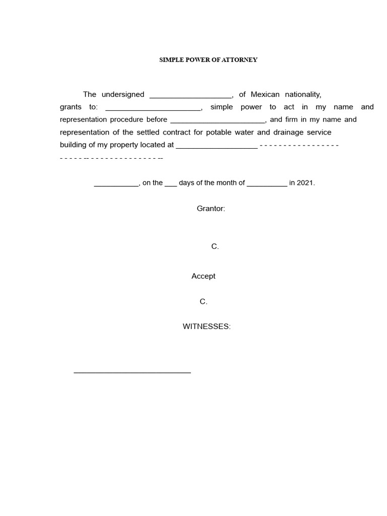 Simple Power of Attorney | PDF