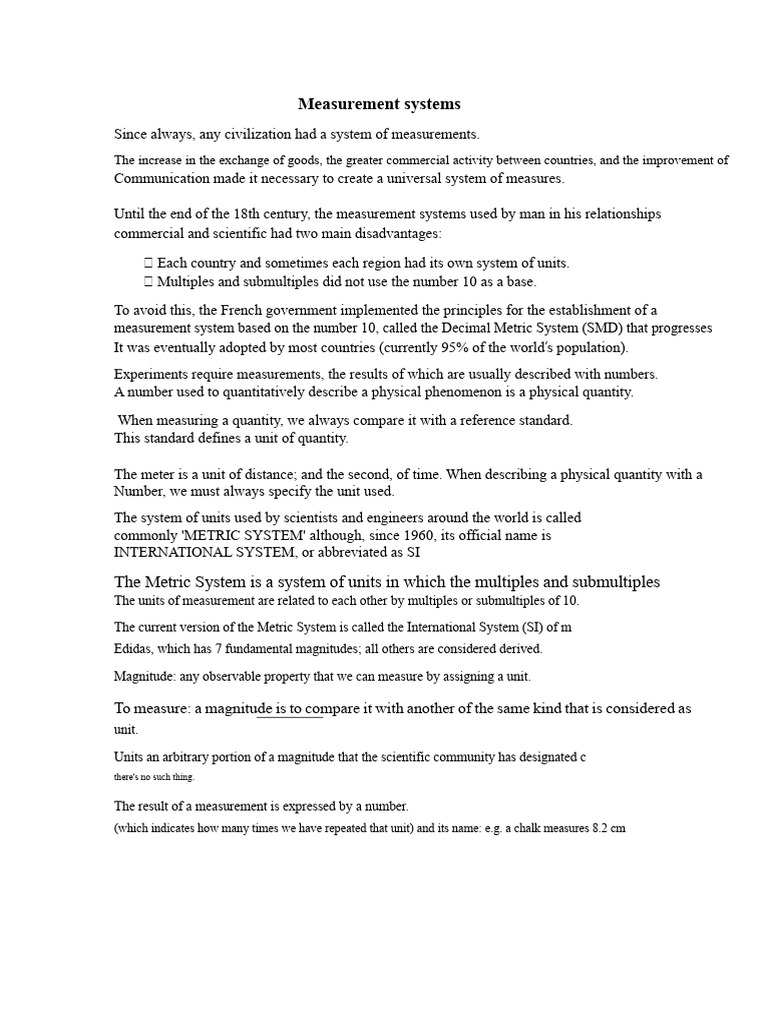 Physical Measurement Systems | PDF | International System Of Units ...