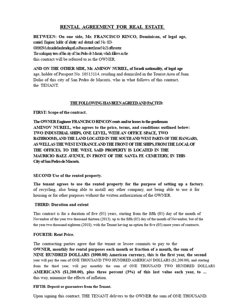 House Rental Agreement in Tagalog Format | PDF | Lease | Leasehold Estate