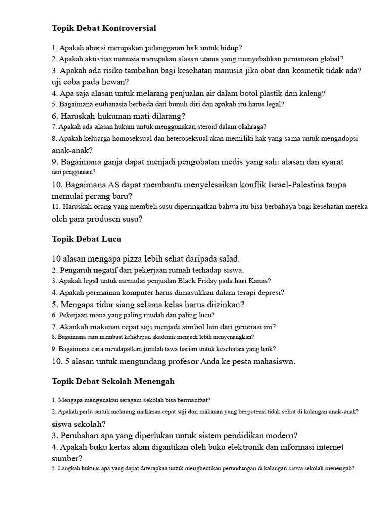 Debat Topik Kontroversial Terkini | PDF