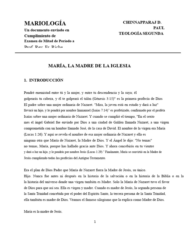 María Madre de La Iglesia | PDF | María, madre de Jesús | Cristo (título)