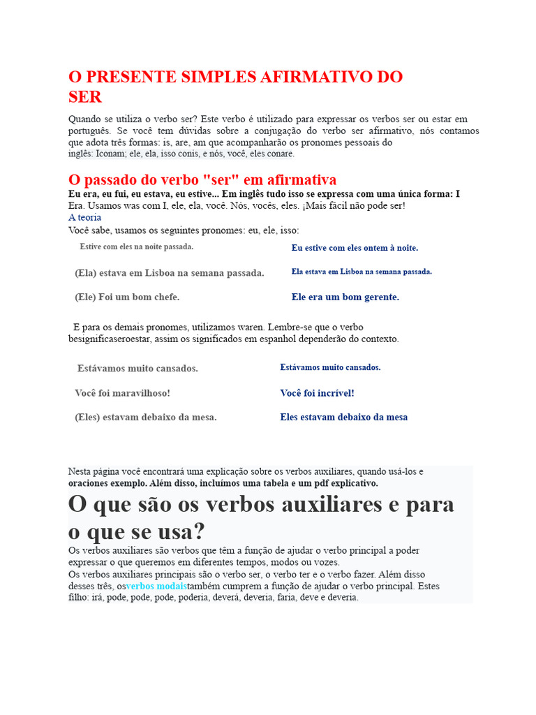 Uso do Verbo Ser em Inglês | PDF | Linguística