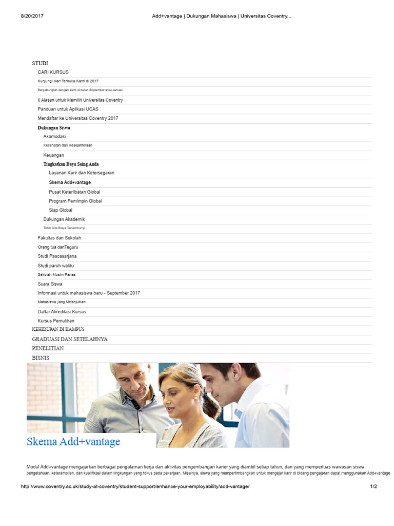Skema Add+vantage di Universitas Coventry | PDF