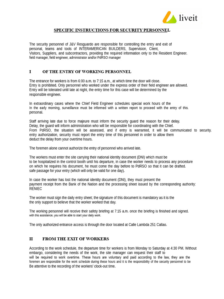 Security Protocols for J&V Resguardo | PDF | Identity Document ...