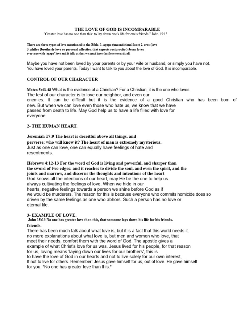 099 The Incomparable Love of God | PDF | Love | Logos (Christianity)
