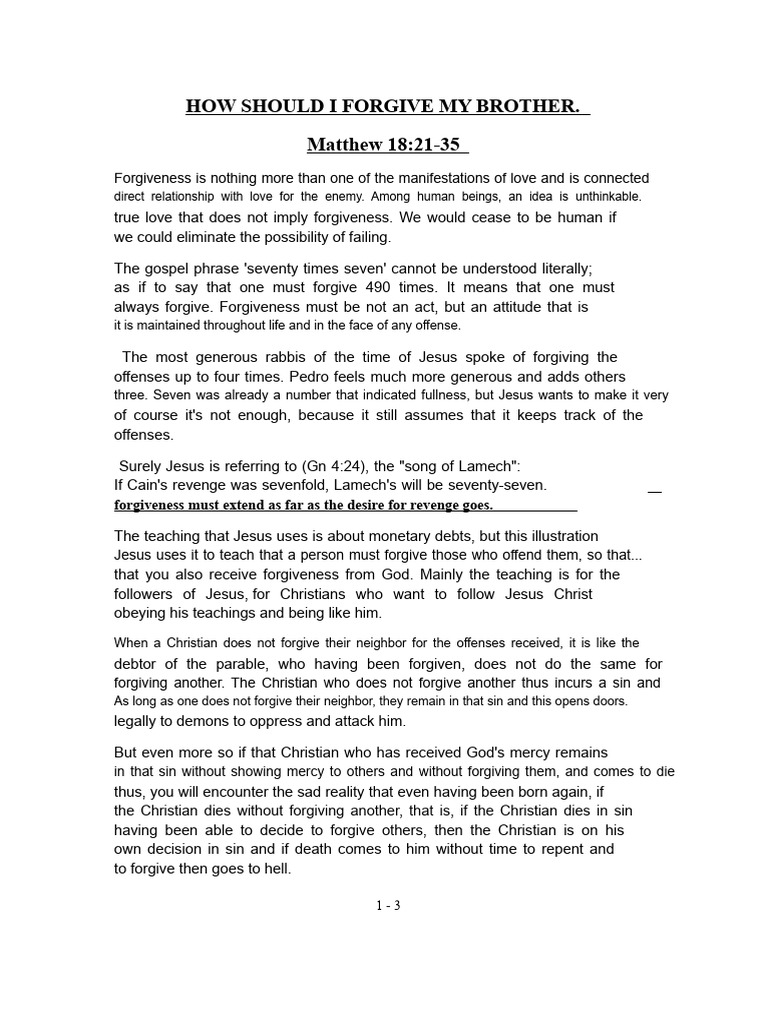 The Importance of Forgiving Others | PDF | Forgiveness | Jesus