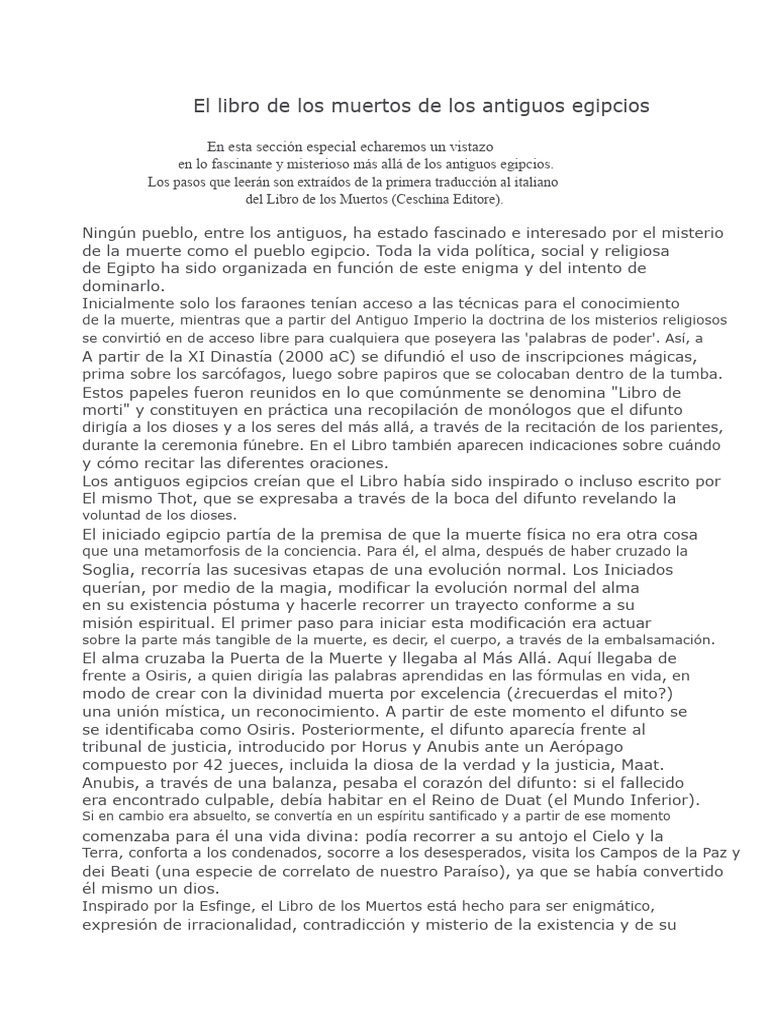 El Libro de los Muertos Egipcio | PDF | Osiris | Antiguo Egipto