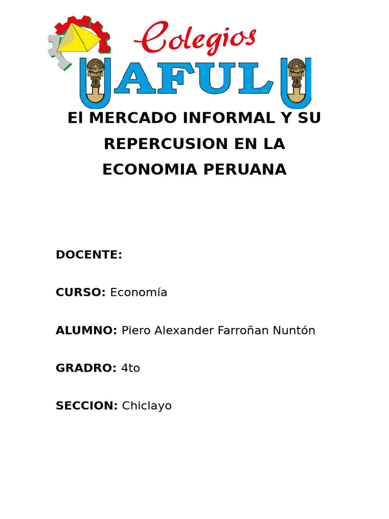 El Mercado Informal y Su Repercusion en La Economia Peruana | PDF ...