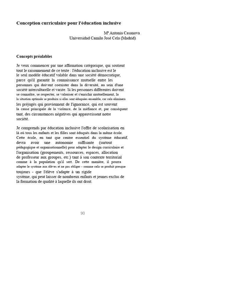 Conception curriculaire pour l'inclusion | PDF | Apprentissage | Invalidité