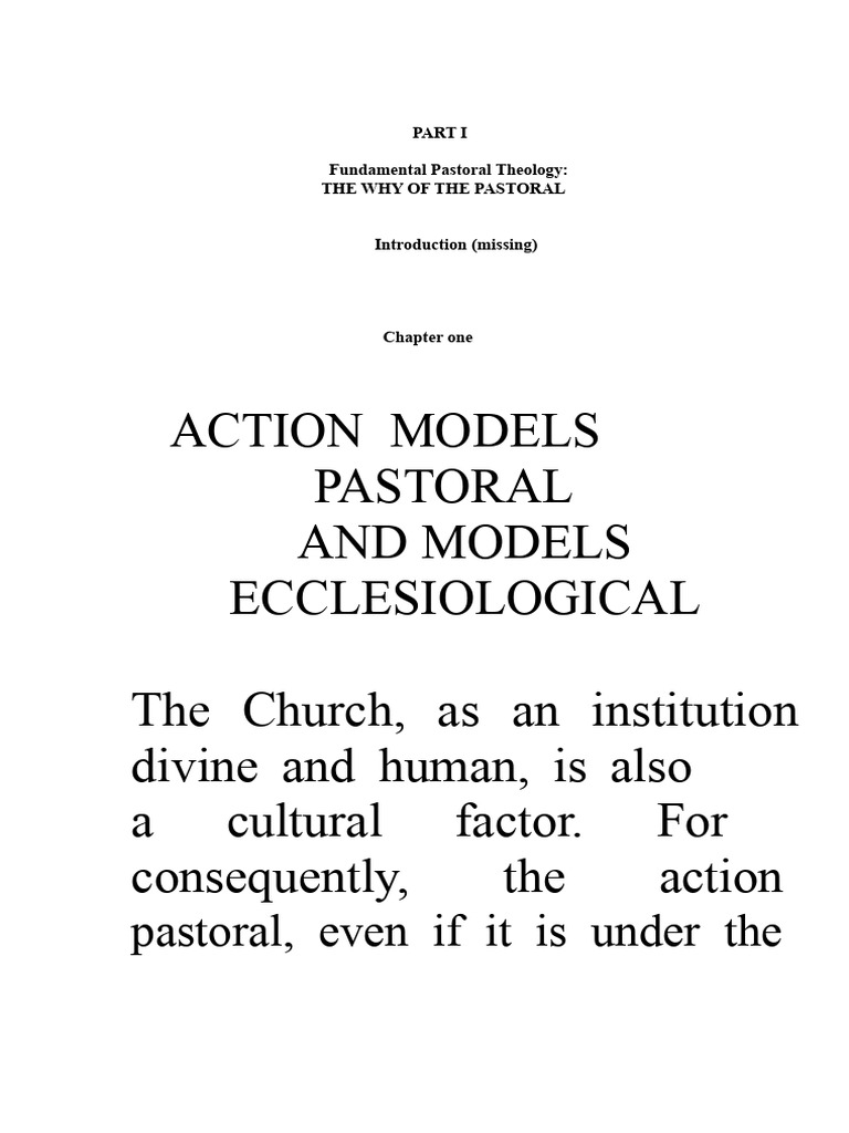 Pastoral Theology: Action and Models | PDF | Catholic Church | Ecclesiology