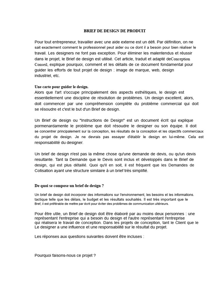 Guide du Brief de Design Efficace | PDF | Conception | Business