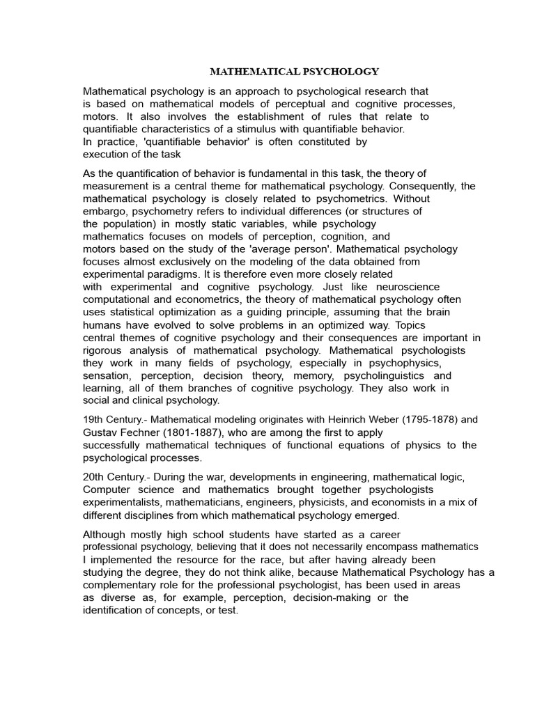 Overview of Mathematical Psychology | PDF | Psychology | Academic ...