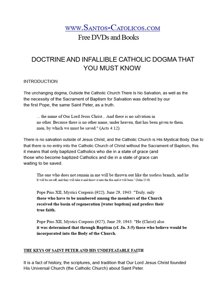 Infallible Catholic Doctrine and Dogma You Should Know | PDF | Catholic ...