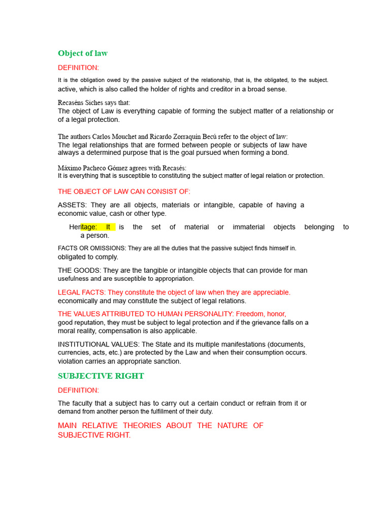 Understanding the Object of Law and Rights | PDF | Damages | Negligence
